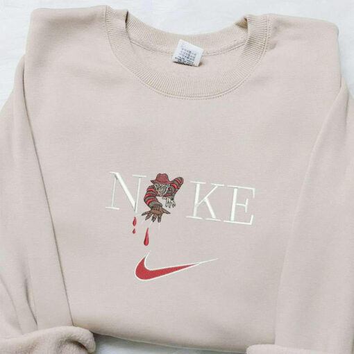 Freddy Kruger x Nike Embroidered Shirt Horror Movie Embroidered Hoodie Halloween Embroidered Sweatshirt