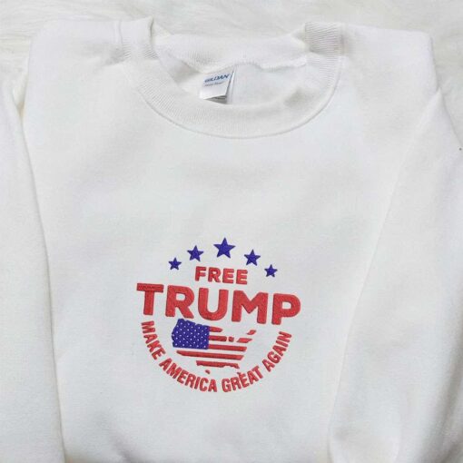 Free Trump Make America Greet Again Embroidered Shirt Donald Trump Embroidered Shirt Hot Political Topics Embroidered Shirt