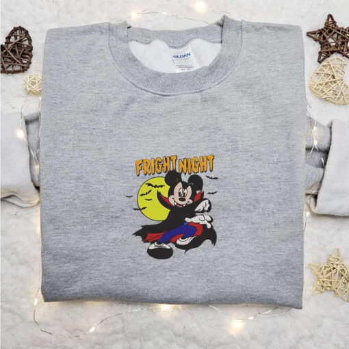 Fright Night Mickey Dracula Embroidered Sweatshirt Disney Characters Embroidered Hoodie Best Halloween Gift Ideas