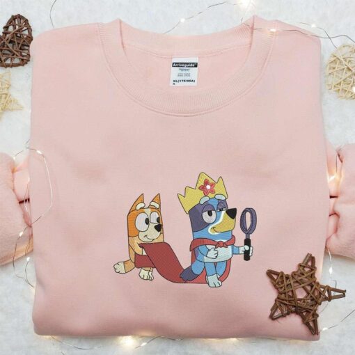 Funny Bluey And Bingo Embroidered T shirt Bluey Cartoon Embroidered T shirt Best Gift Ideas For Family