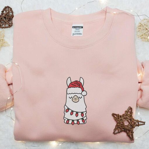 Funny Llama Christmas Embroidered Sweatshirt Animal Christmas Embroidered Hoodie Best Christmas Gift Ideas