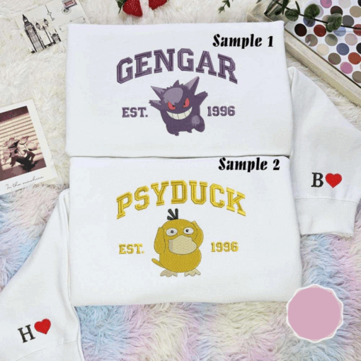 Gengar And Psyduck Est 1996 Pokemon Anime Embroidered Couples Shirts, Best Gift for Anime Fans