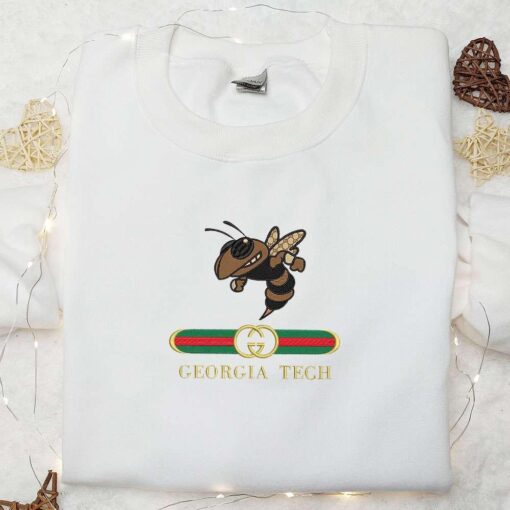 Georgia Tech Yellow Jackets x Gucci Embroidered Shirt NCAA Sports Embroidered Hoodie Best Gift Idea