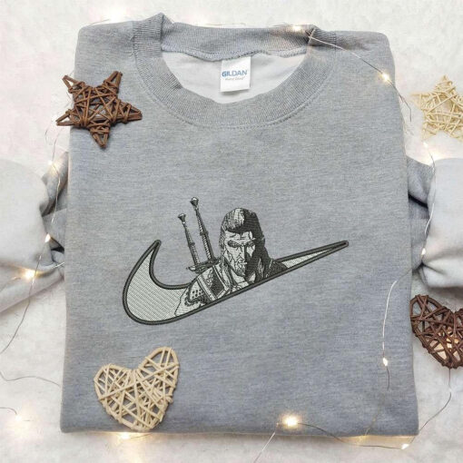 Geralt x Nike Embroidered Shirt Geralt Of Rivia Embroidered Shirt Custom Nike Embroidered Shirt