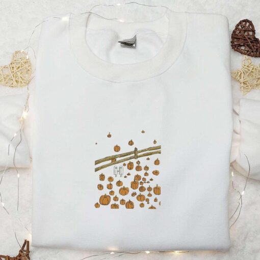 Ghost and Pumpkins Embroidered Sweatshirt Halloween Embroidered Shirt Best Halloween Gifts for Family