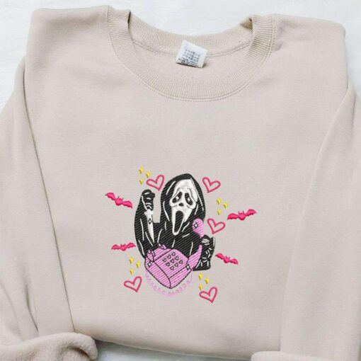 Ghost Face Scream Embroidered T shirt Horror Movie Embroidered Shirt Best Gift Ideas For Family
