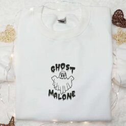Ghost Malone Embroidered Shirt Horror Characters Embroidered Shirt Best Gifts for Halloween Lovers