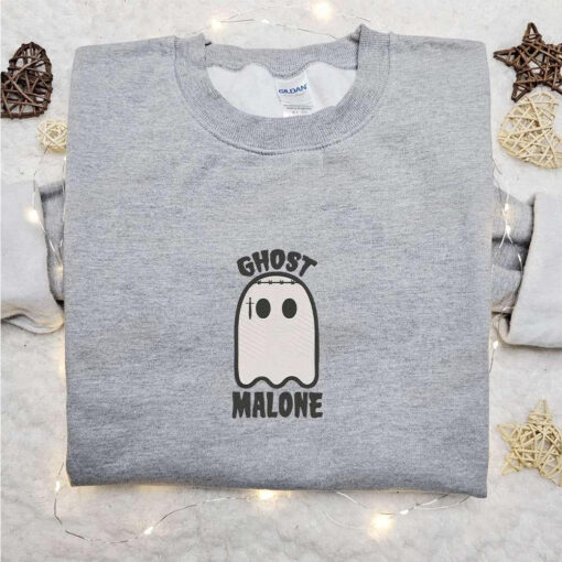 Ghost Malone Embroidered Sweatshirt Cute Halloween Embroidered Hoodie Best Halloween Gift Ideas