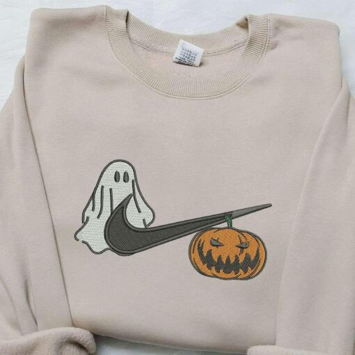 Ghost Pummkin x Nike Embroidered Shirt Halloween Embroidered Shirt Custom Nike Embroidered Shirt