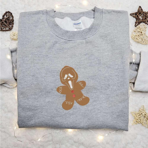 Ghostface Gingerbread Embroidered Shirt Halloween Embroidered Hoodie Christmas Embroidered Sweatshirt