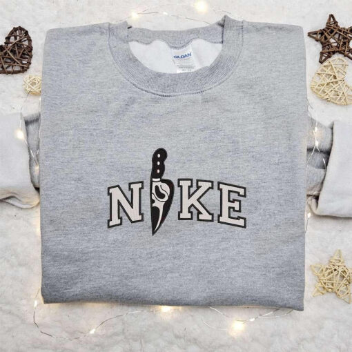Ghostface Kinfe x Nike Movie Embroidered Shirt Halloween Embroidered Sweatshirt Custom Embroidered Hoodie