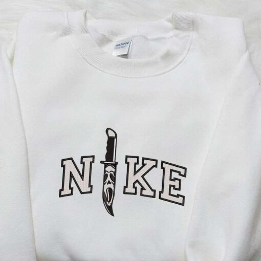 Ghostface Kinfe x Nike Movie Embroidered Tshirt Halloween Embroidered Sweatshirt Custom Embroidered Hoodie