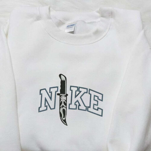 Ghostface Knife x Nike Movie Embroidered Shirt Nike Inspired Embroidered Shirt Best Halloween Gift Ideas