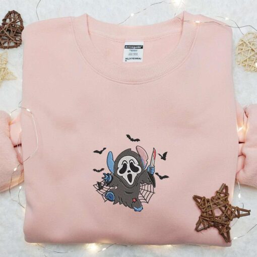 Ghostface Stitch Embroidered Sweatshirt Disney Characters Embroidered Hoodie Best Halloween Gift Ideas
