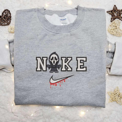 Ghostface x Nike Embroidered Hoodie Nike Inspired Embroidered Shirt Best Halloween Gift Ideas 1