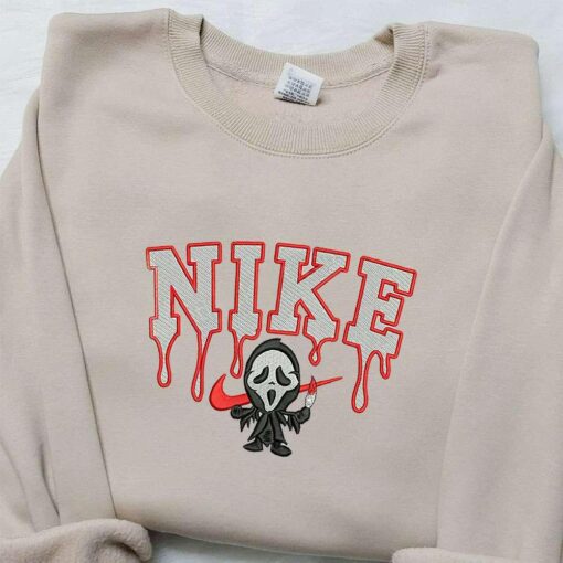 Ghostface x Nike Embroidered Sweatshirt Scream Movie Embroidered Shirt Nike Inspired Embroidered Shirt