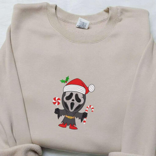 Ghostface Xmas Embroidered Shirt Halloween Embroidered Hoodie Christmas Embroidered Sweatshirt