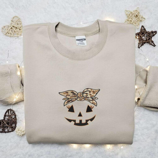 Girl Jack O Lantern Face Embroidered Sweatshirt Halloween Embroidered Hoodie Best Gift Ideas For Family
