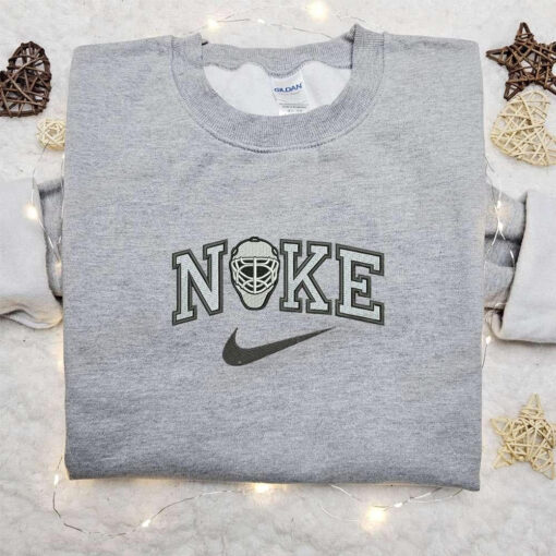 Goalie Mask Helmet x Nike Embroidered Sweatshirt Nike Inspired Embroidered Shirt Best Birthday Gift Ideas