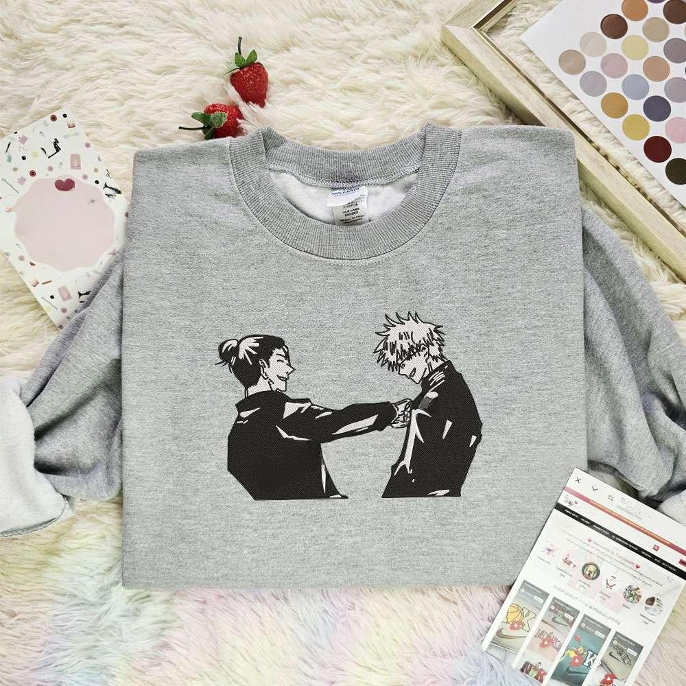 Gojo And Geto Jujutsu Kaisen Anime Embroidered Shirt , Anime Embroidered T-shirt Sweatshirt Hoodie, Inspired Anime Movie, Best Gift for Anime Fans