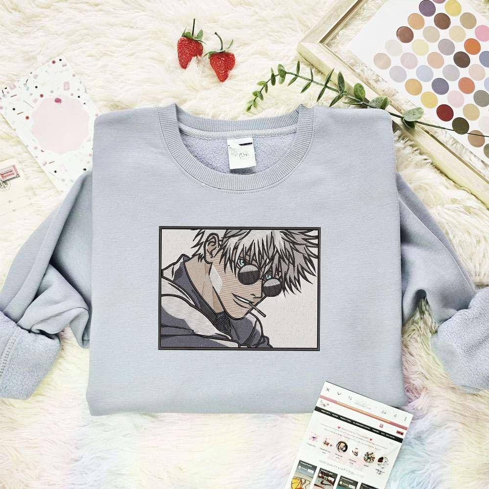 Gojo Satoru Jujutsu Kaisen Anime Embroidered Shirt , Anime Embroidered T-shirt Sweatshirt Hoodie, Inspired Anime Movie, Best Gift for Anime Fans