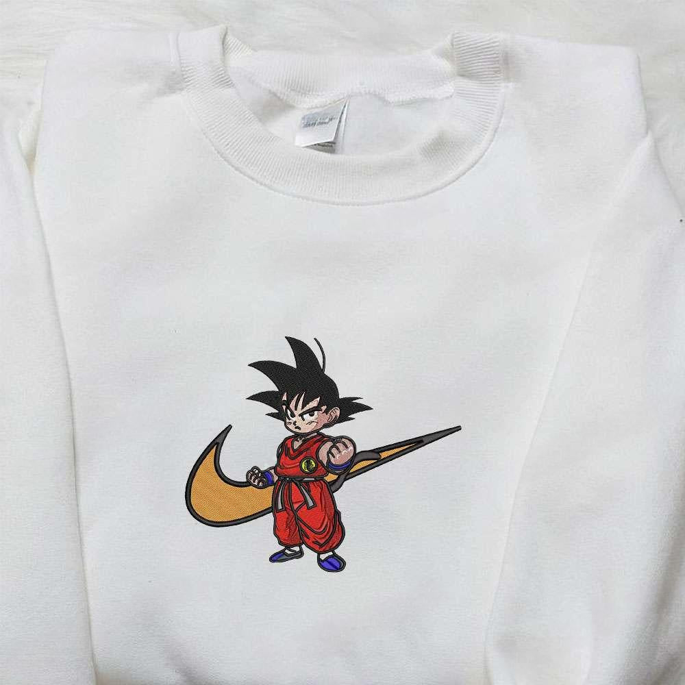 Goku Kid X Nike Swoosh Anime , Anime Embroidered T-shirt Sweatshirt Hoodie, Inspired Anime Movie, Best Gift for Anime Fans