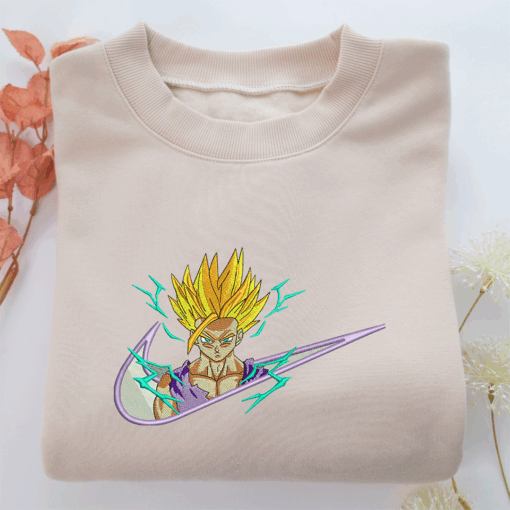 Goku Swoosh v1 Nike Embroidered Sweatshirt, Nike Movie Inspired, Best Gifts Idea For Him Her