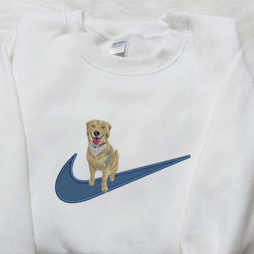 Golden Retriever x Nike Embroidered Shirt Animal Embroidered Shirt Custom Nike Embroidered Shirt