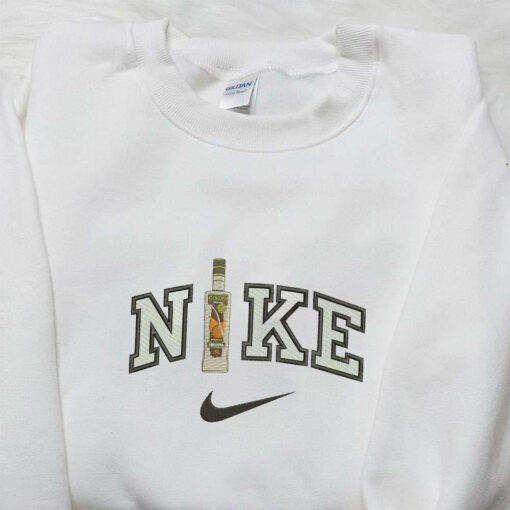 Golden Wine Bottle x Nike Embroidered Shirt Favorite Foods And Drinks Embroidered Hoodie Best Gift Ideas For Dad