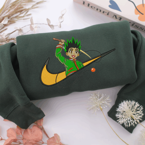 Gon Freecss Swoosh Nike Embroidered Sweatshirt, Nike Movie Inspired, Best Gifts Idea For Him Her - Image 3