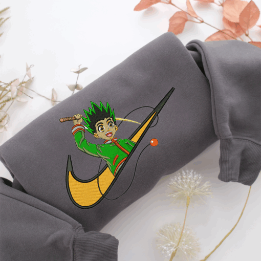 Gon Freecss Swoosh Nike Embroidered Sweatshirt, Nike Movie Inspired, Best Gifts Idea For Him Her - Image 4