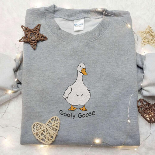 Goofy Goose Embroidered Shirt Animal Embroidered Shirt Funny Embroidered Shirt