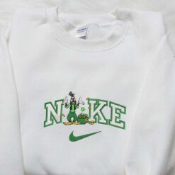 Goofy With Shamrock Gold Pot x Nike Embroidered Shirt Disney Characters Embroidered Shirt Saint Patricks Day Embroidered Hoodie