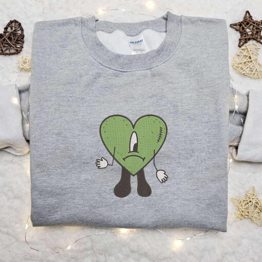 Green Bad Bunny Embroidered Sweatshirt Cool Embroidered Hoodie Best Birthday Gifts Ideas