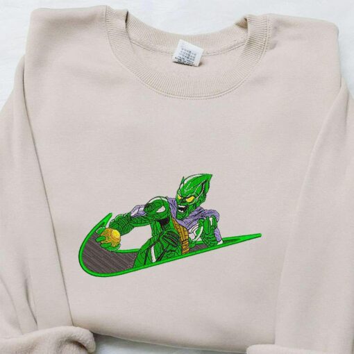 Green Goblin Movie x Swoosh Embroidered Hoodie Marvel Cinematic Universe Embroidered Shirt Cool Anime Clothing