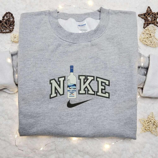 Grey Goose Voodka x Nike Embroidered Hoodie Favorite Drink Embroidered Sweatshirt Nike Inspired Embroidered Shirt