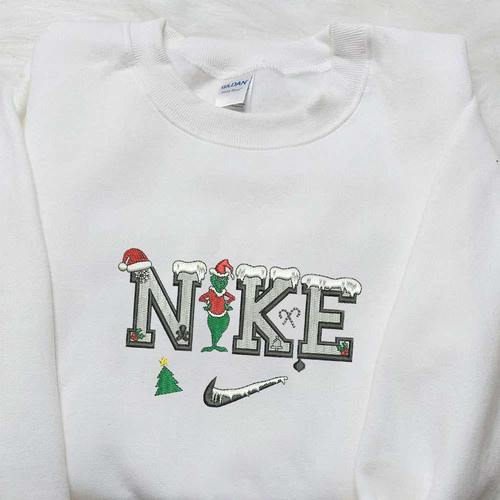 Grinch Christmas x Nike Moive Embroidered Hoodie Nike Inspired Embroidered Shirt Best Christmas Gift Ideas