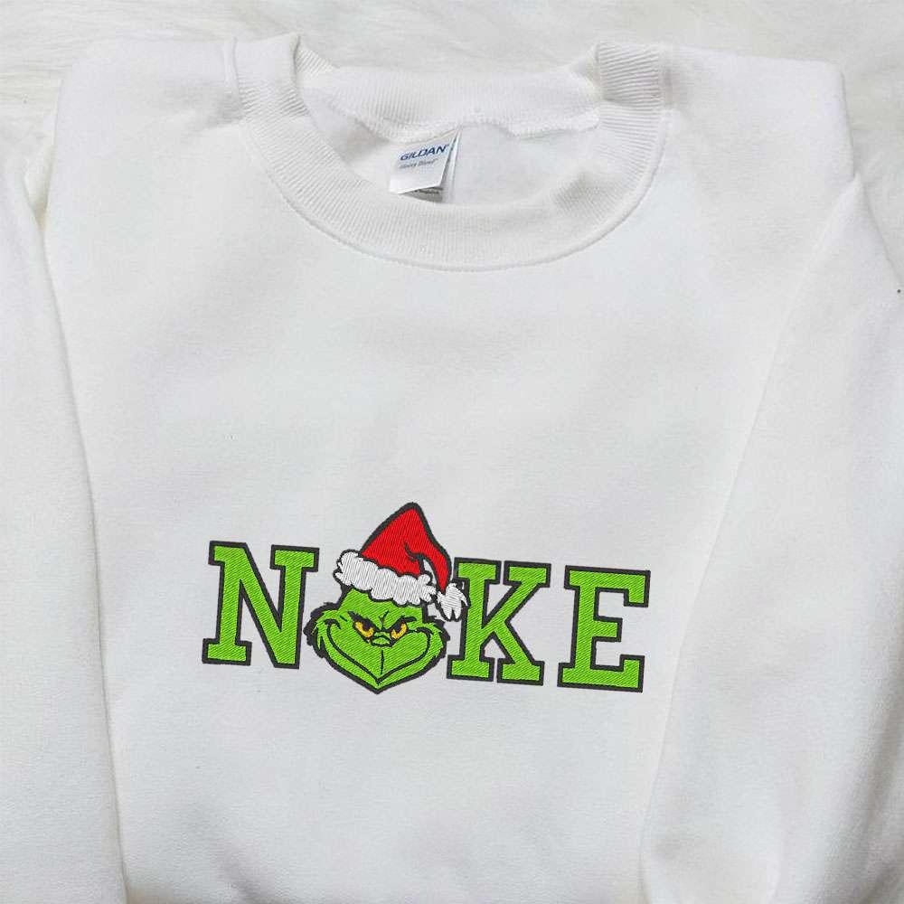 Grinch Christmas x Nike Moive Embroidered Shirt Nike Inspired Embroidered Shirt Best Christmas Gift Ideas