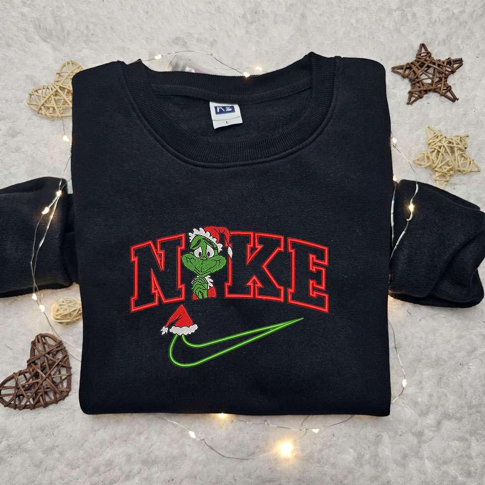 Grinch Christmas x Nike Moive Embroidered Tshirt Nike Inspired Embroidered Shirt Best Christmas Gift Ideas