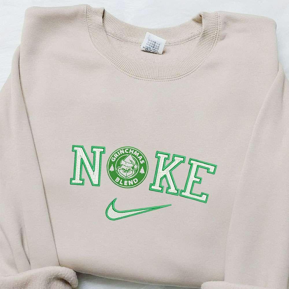 Grinch Circle Blend x Nike Christmas Embroidered Sweatshirt Movie Christmas Embroidered Shirt Best Christmas Gift Ideas