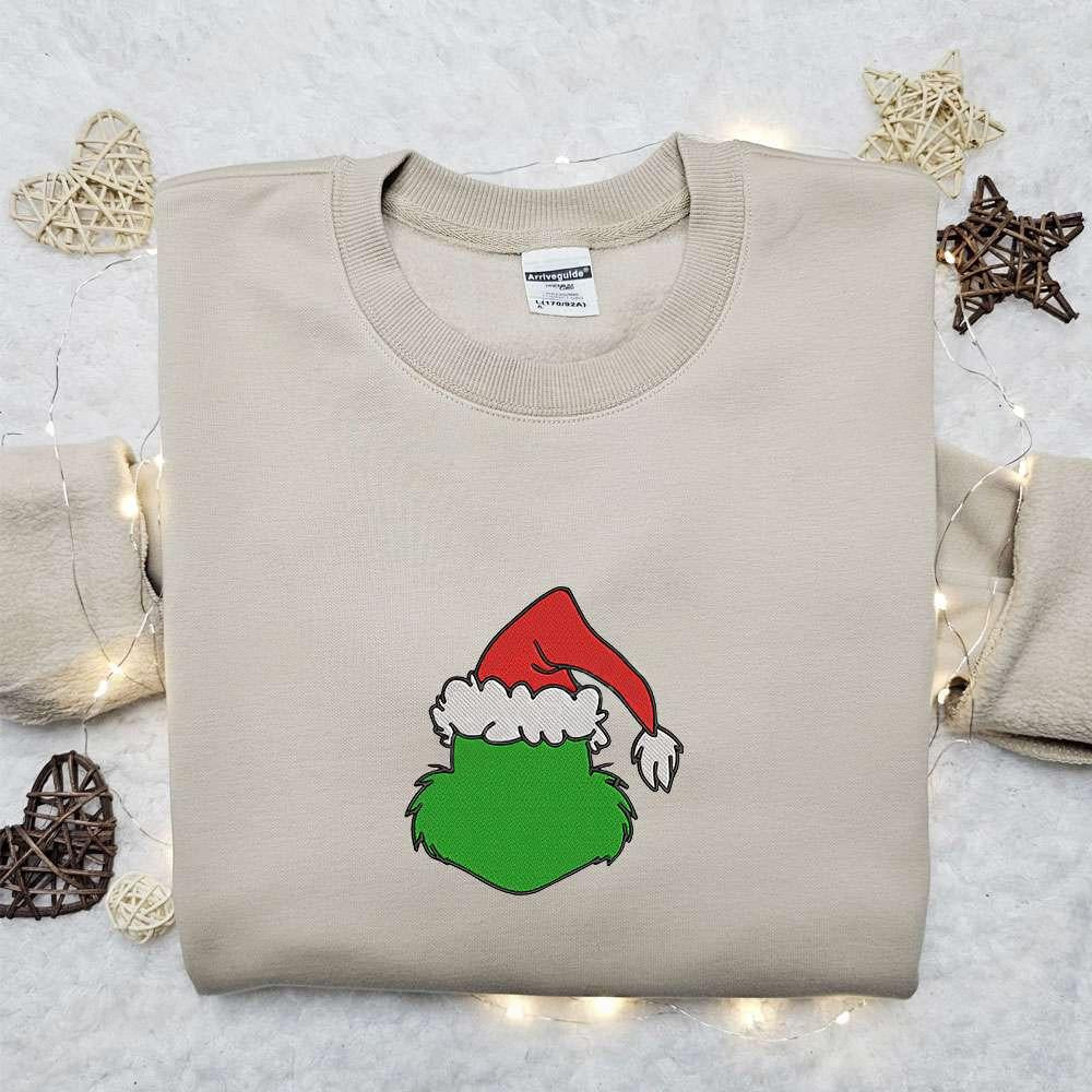 Grinch Face Empty Embroidered Shirt Christmas Embroidered Hoodie Best Christmas Gift Ideas For Family