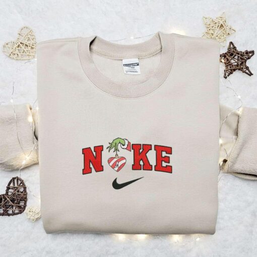 Grinch Hand Bad Bunny Christmas x Nike Embroidered Sweatshirt Movie Merry Christmas Embroidered Shirt Best Christmas Day Gift Ideas