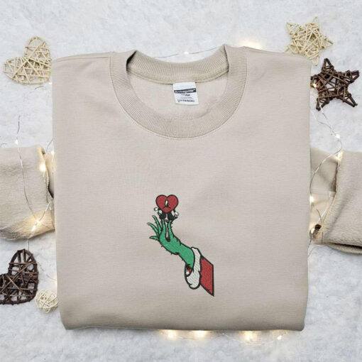 Grinch Hand Bad Bunny Embroidered Shirt Christmas Embroidered Shirt Best Christmas Gift Ideas For Family