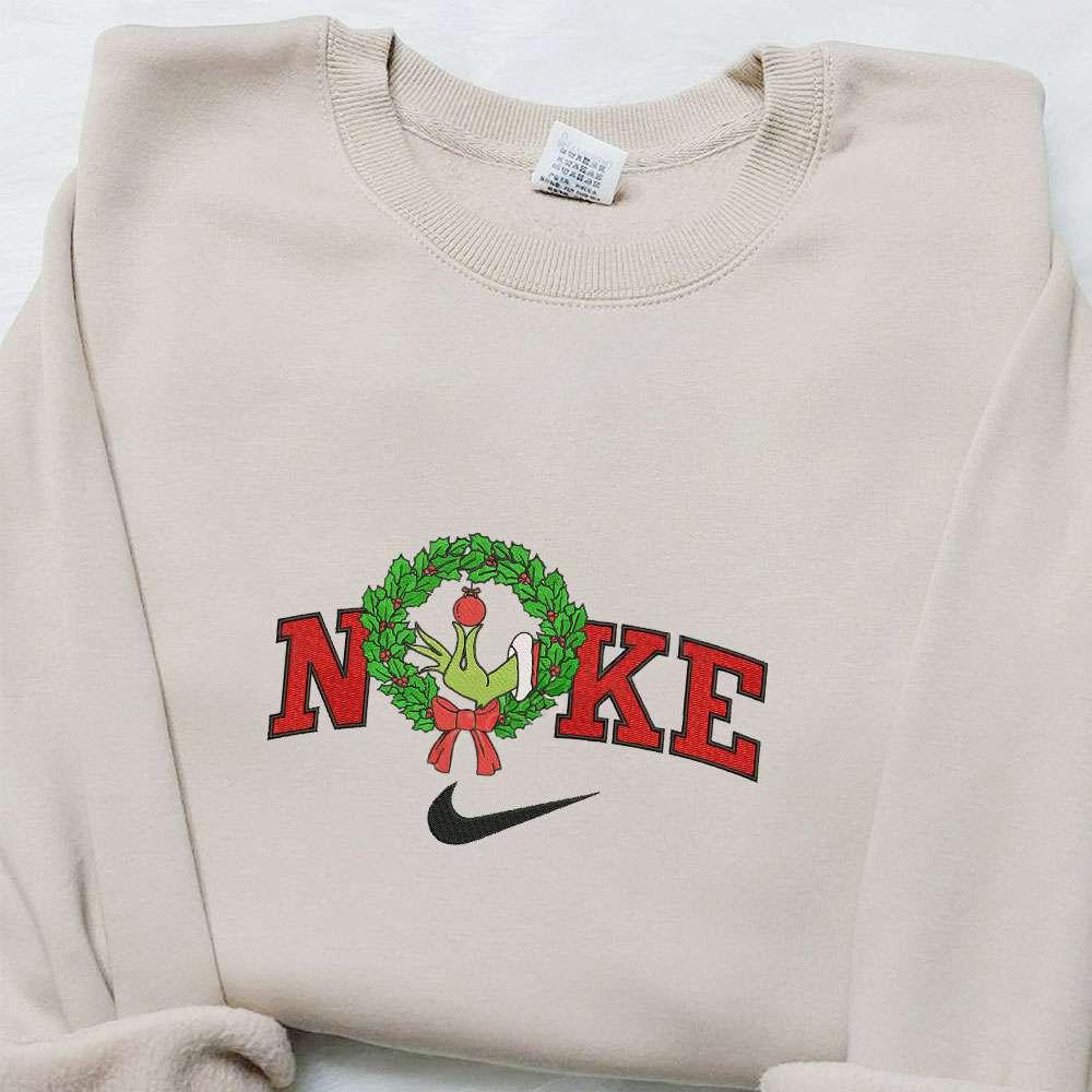 Grinch Hand X Nike Christmas Embroidered Sweatshirt Movie Christmas Embroidered Shirt Best Christmas Gift Ideas