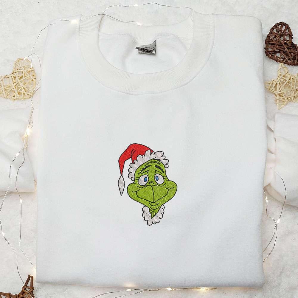 Grinch Head Christmas Embroidered T Shirt Christmas Embroidered T Shirt Best Christmas Gift Ideas For Family