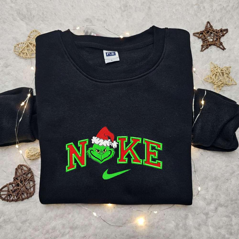Grinch Head X Nike Movie Embroidered Sweatshirt Christmas Embroidered Shirt Best Christmas Gift Ideas For Family
