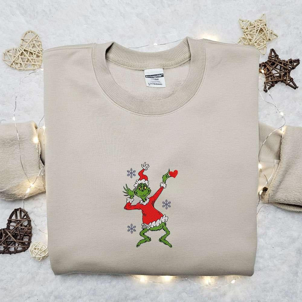 Grinch Hear Noises Embroidered Hoodie Christmas Embroidered Shirt Best Christmas Gift Ideas