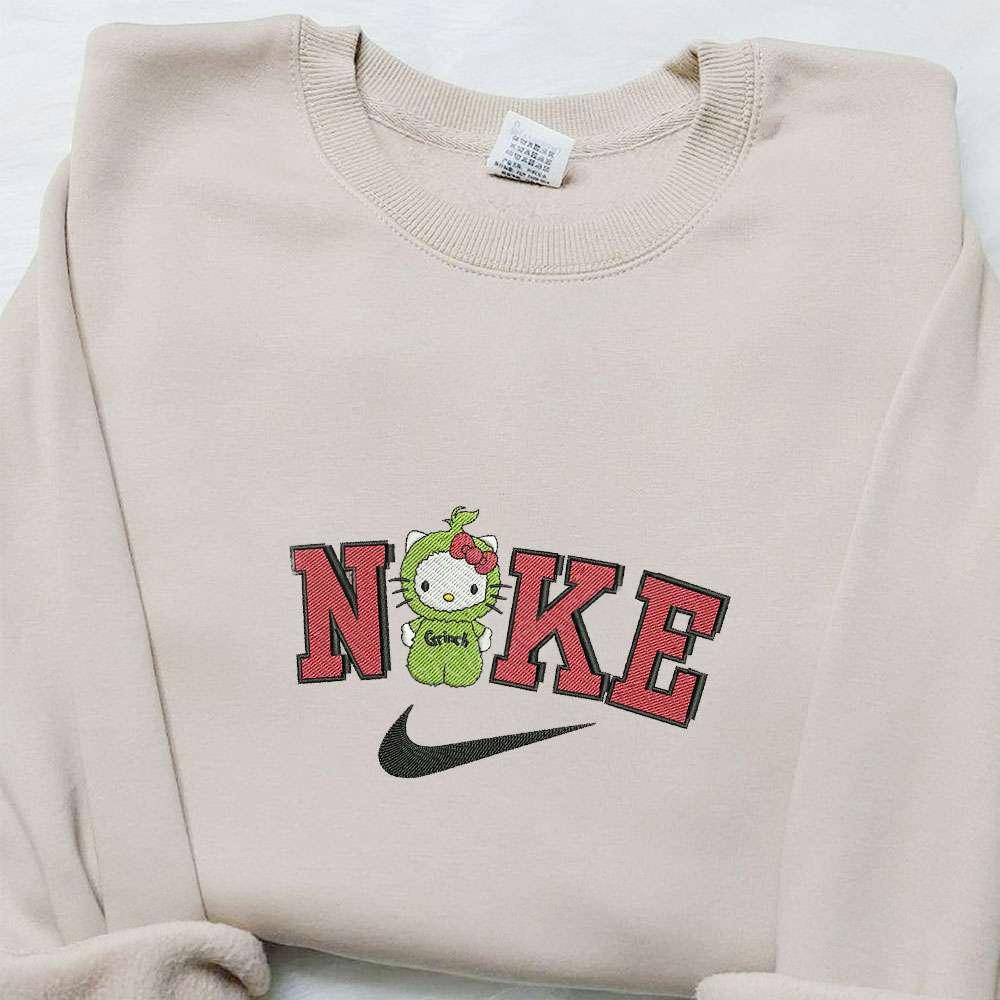 Grinch Hello Kitty X Nike Embroidered Shirt Christmas Embroidered Hoodie Best Gift Ideas