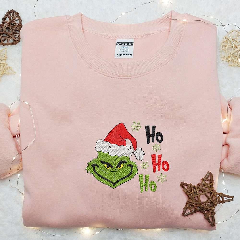 Grinch Ho Ho Ho Embroidered Shirt Christmas Embroidered Hoodie Best Gifts For Family
