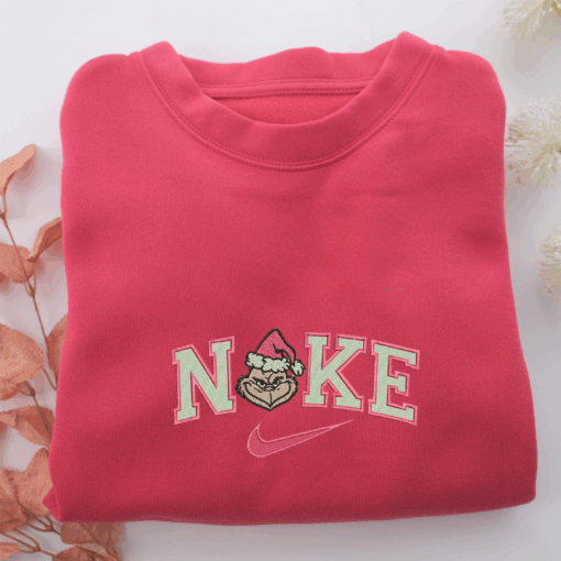Grinch Nike Pink Version Nike Embroidered Sweatshirt, Nike Movie Inspired, Best Gifts Idea For Him Her - Image 5